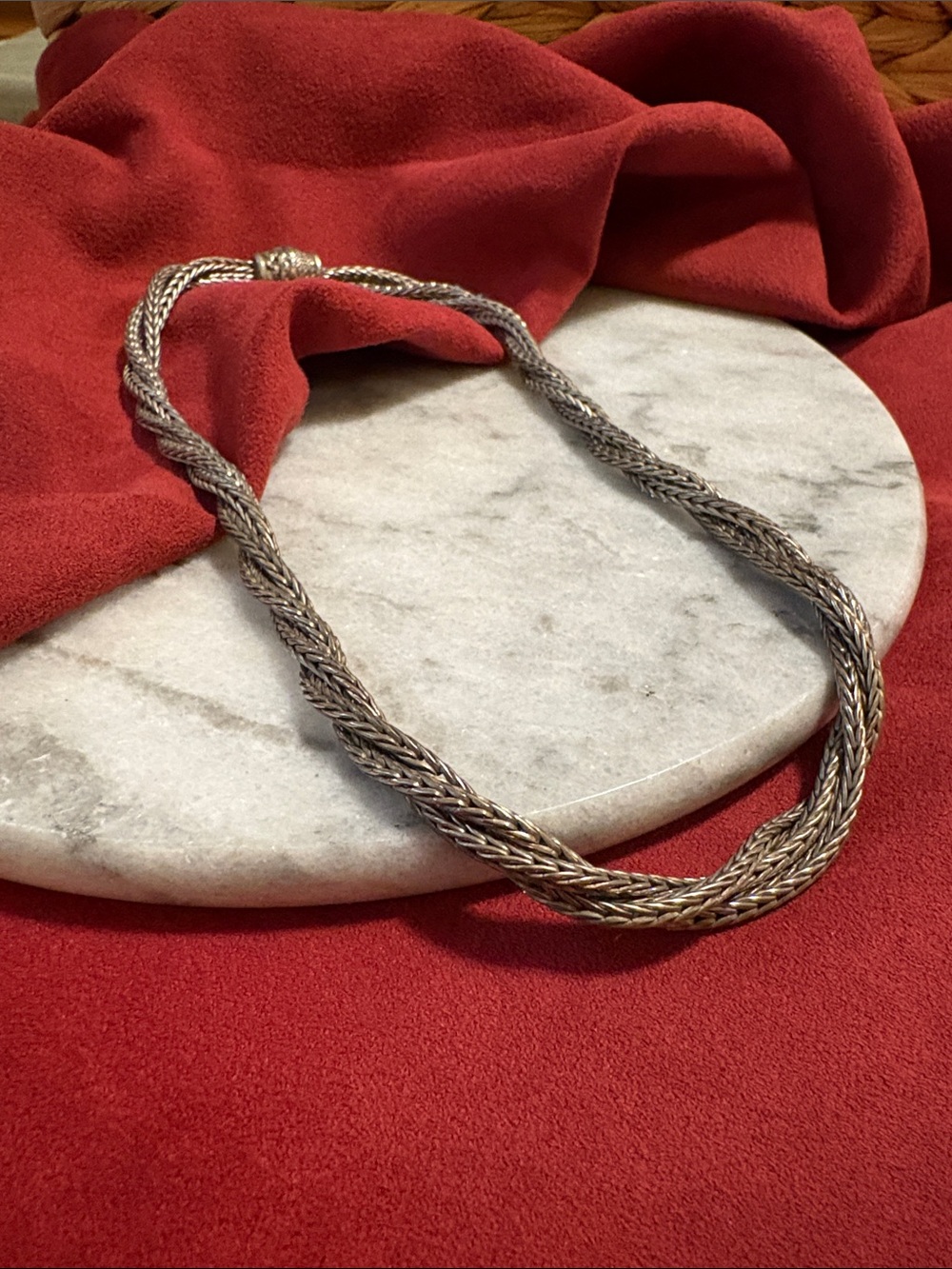 Silver Plated Rope Twist Necklace -